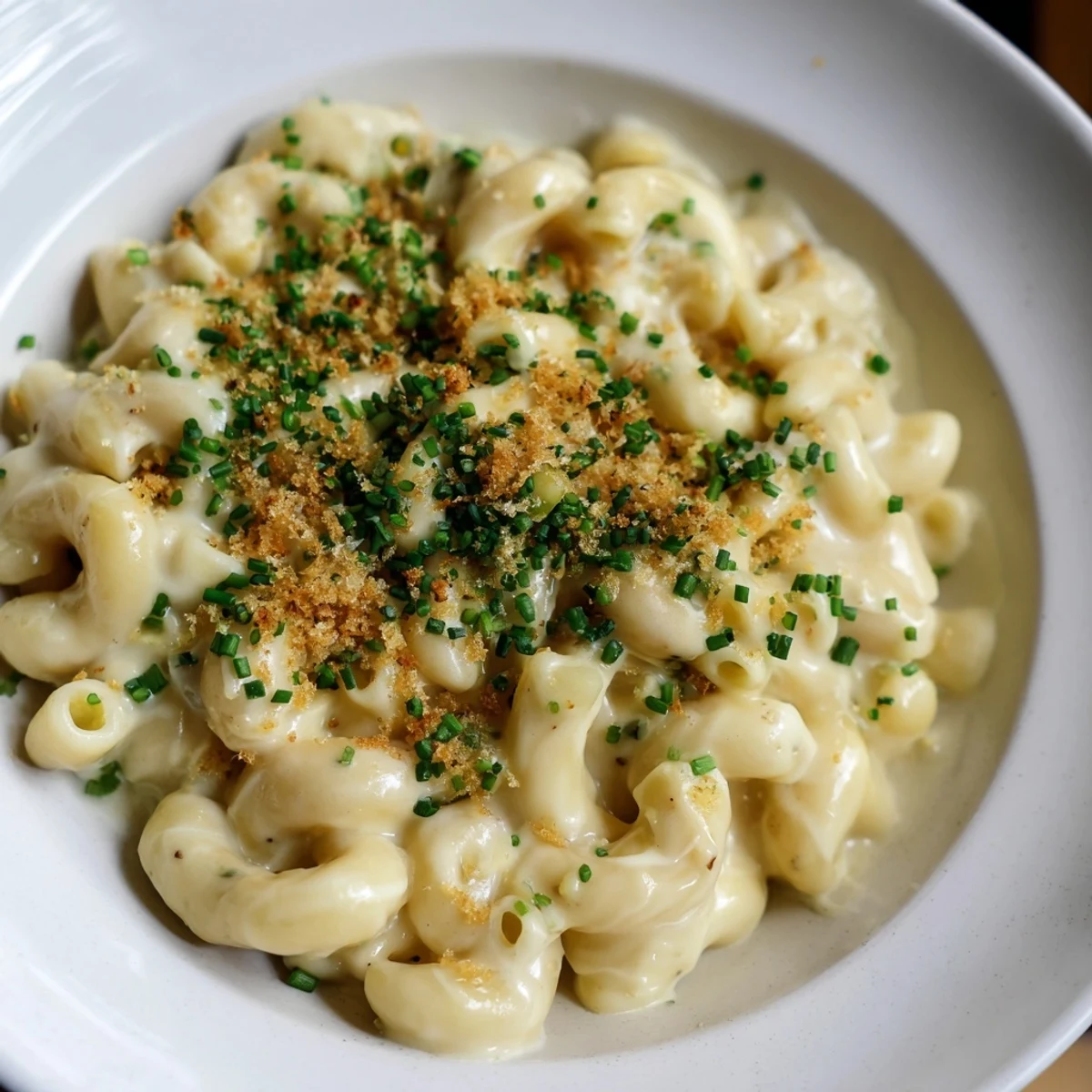 Golden Comfort Food: Creamy Stove-Top Mac and Cheese, bubbling and ready to serve with chives.