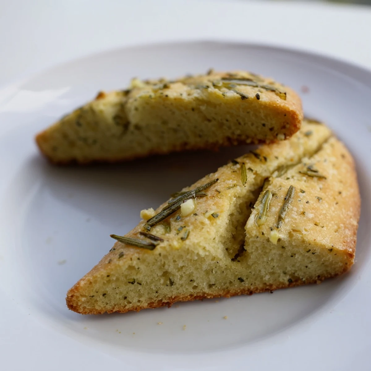 Freshly baked Yeast-Free Garlic and Rosemary Bannock Bread, showcasing its crispy crust and fragrant herbs.