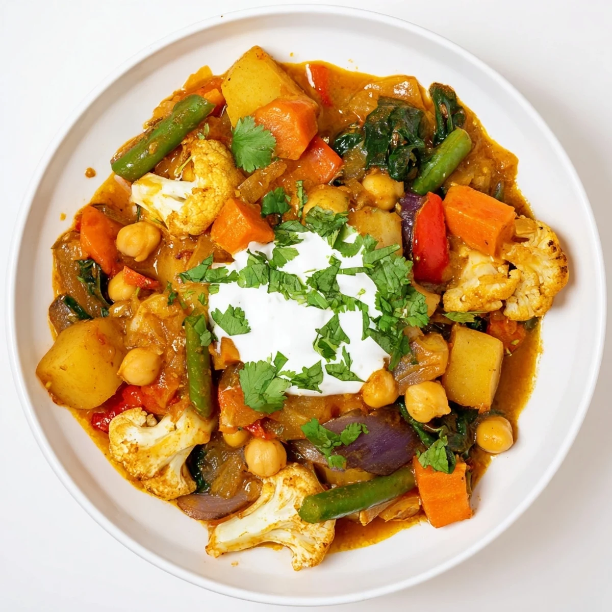 A close-up view of the hearty, flavorful waste-free vegetarian curry—a sustainable and delicious plant-based meal.