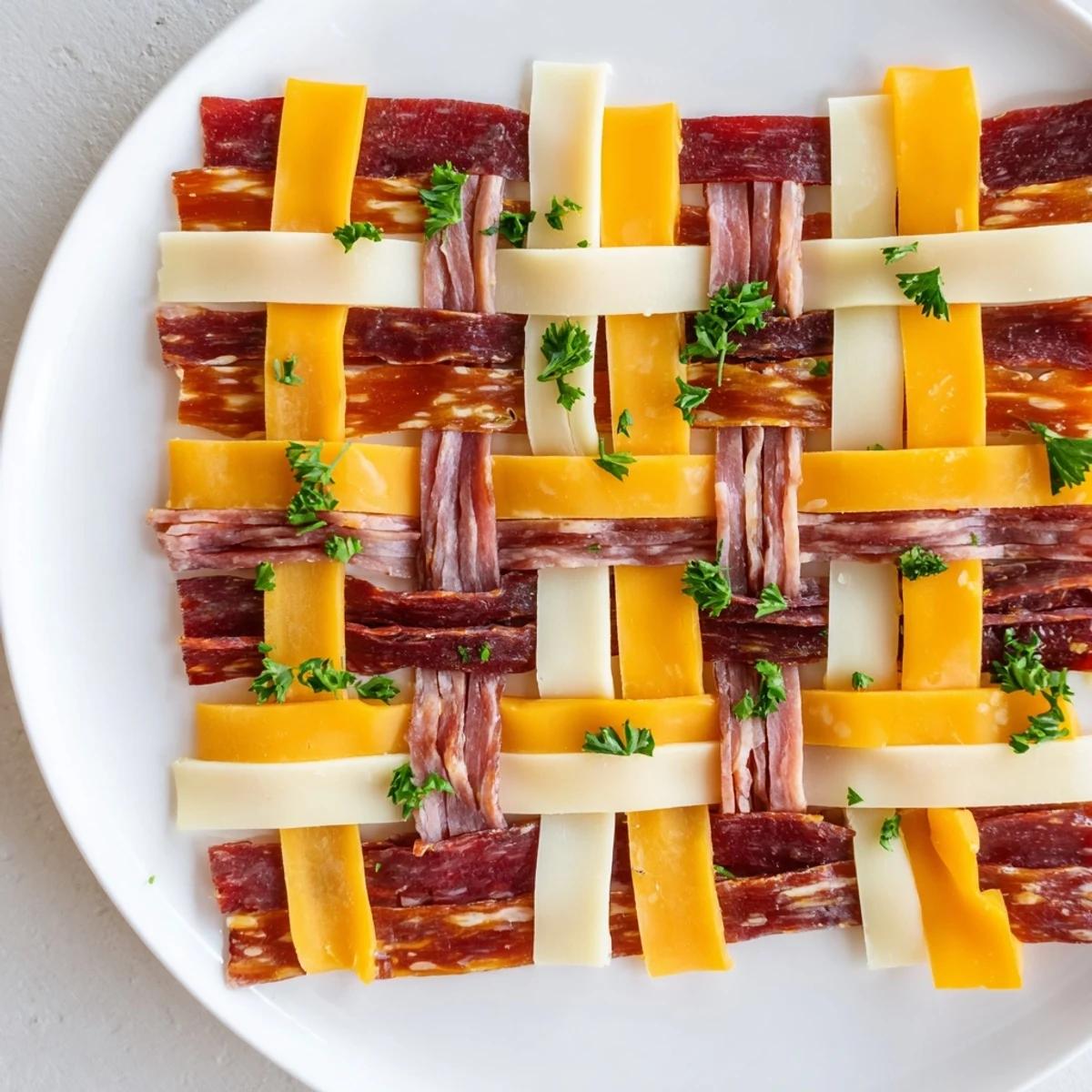 A close-up view presents the savory Tartan Plaid, a visually stunning charcuterie board centerpiece.