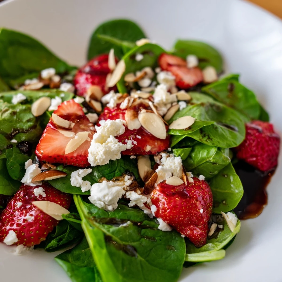 Strawberry Spinach Salad bursting with colorful strawberries, ready to enjoy with a tangy vinaigrette.