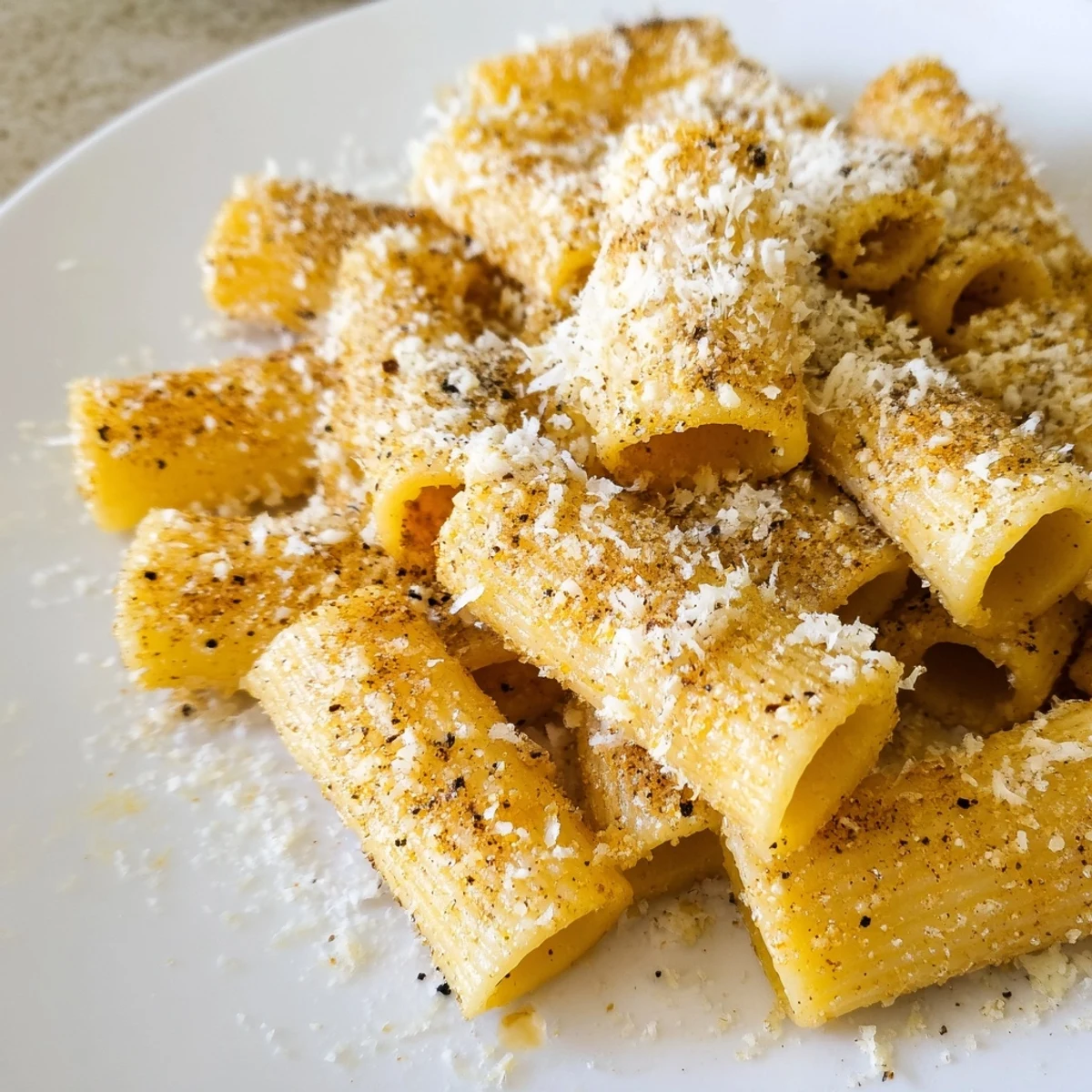 Crispy Crunchy Parmesan Pasta Chips: golden, air-fried pasta shells ready to be served with marinara.