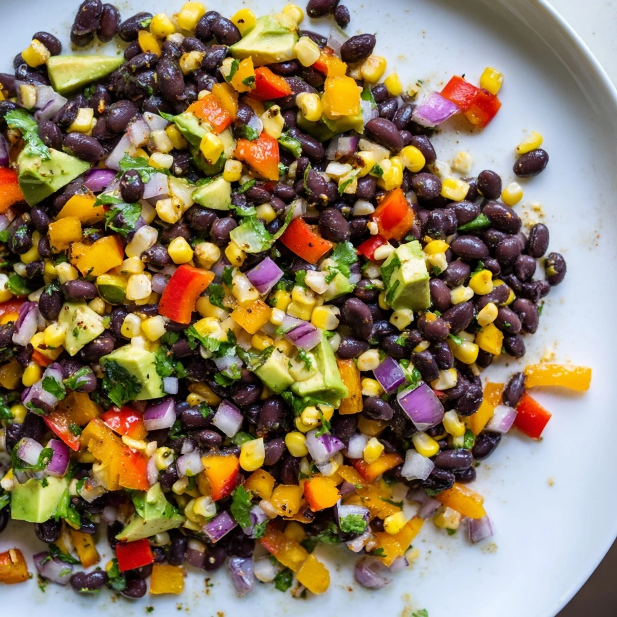 Vibrant Southwest Black Bean Salad with colorful peppers and a tangy lime dressing.