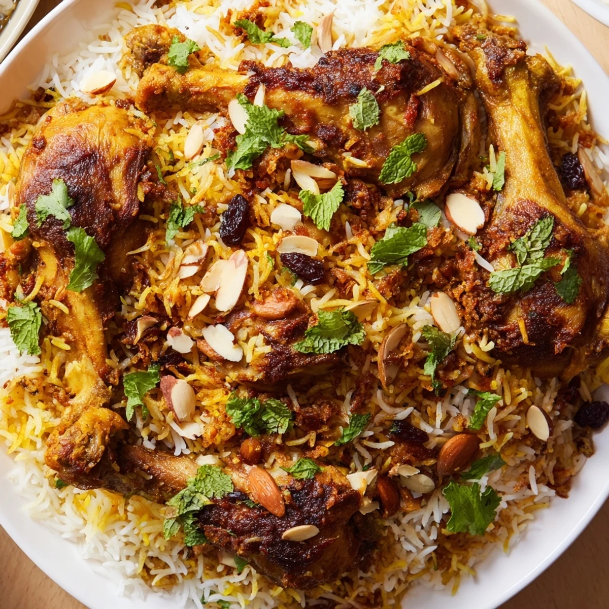 Steaming, savory Kuwaiti Biryani Rice, a layered masterpiece with tender meat and fluffy, saffron-infused rice.