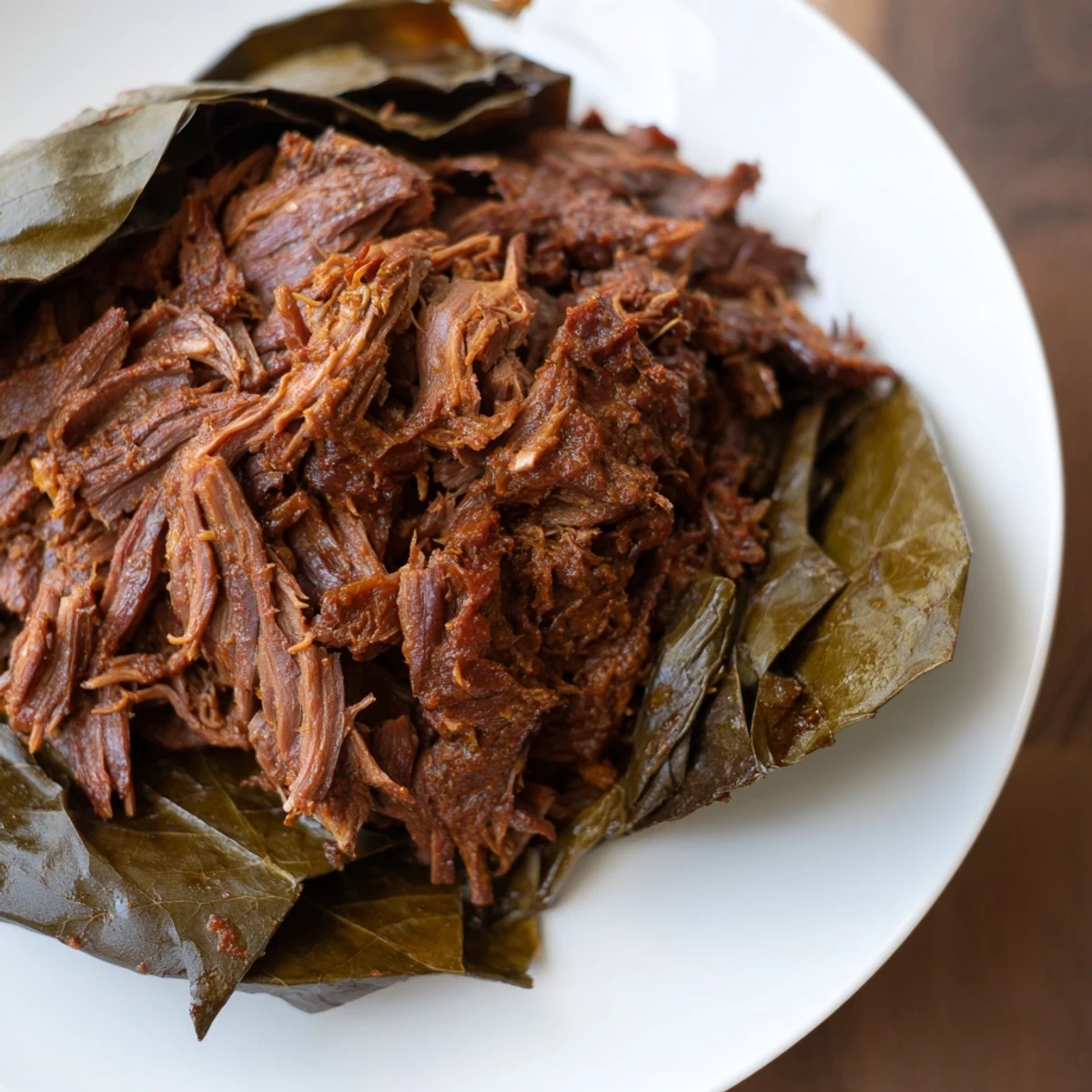 A close-up of the delicious, slow-cooked Omani Shuwa, showcasing the flavorful, shredded meat.