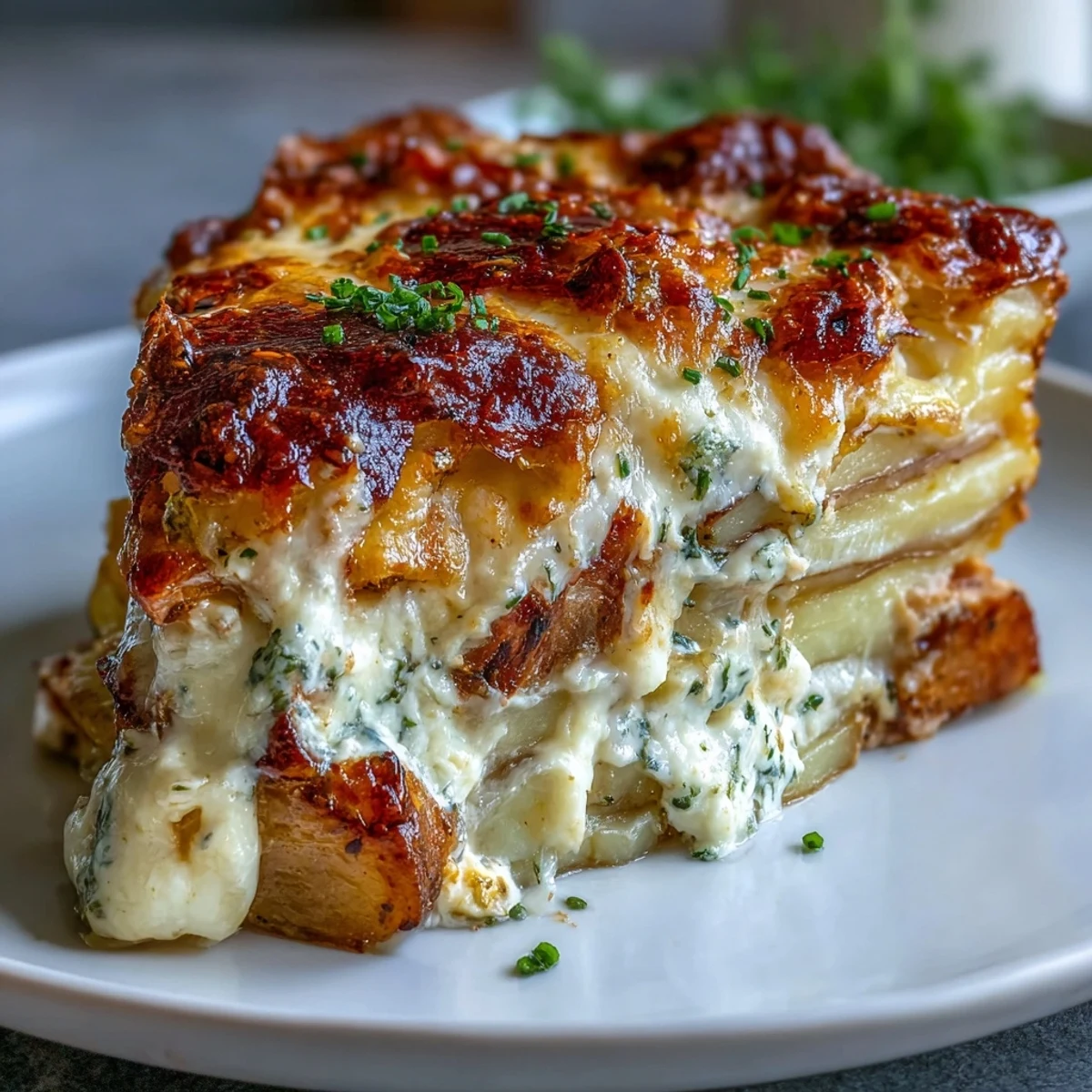 Golden, bubbly cheddar cheese blankets layers of tender chicken and potatoes in a creamy Ranch Chicken Potato Bake.