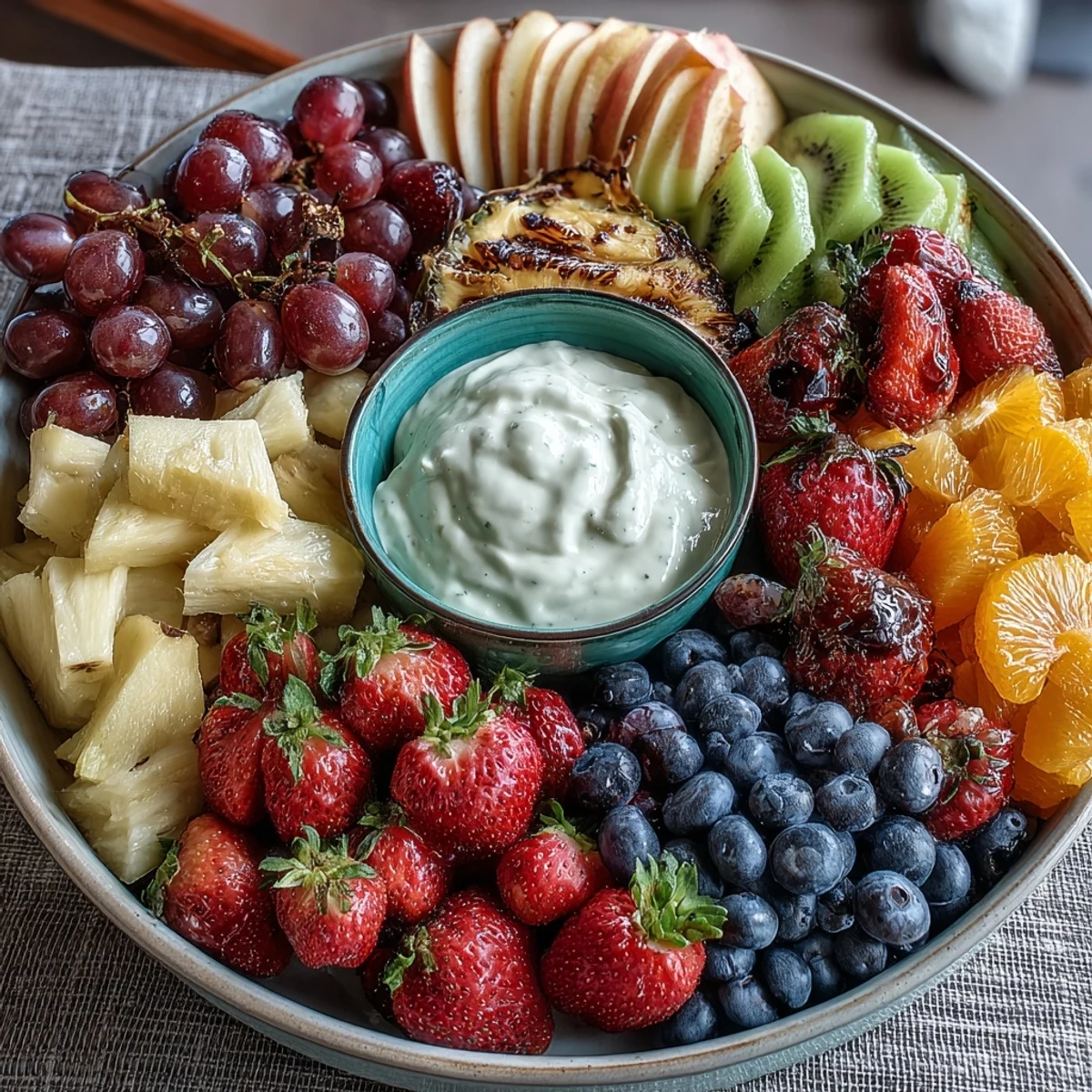 Spring Platter Vibrant Spring Fruit Platter with Yogurt Honey Sauce