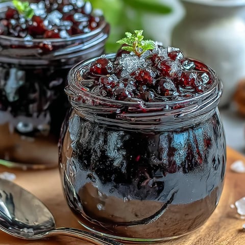 A close-up of Easy Blackcurrant Liqueur in a glass bottle, showing its deep purple hue against a dark, moody backdrop.