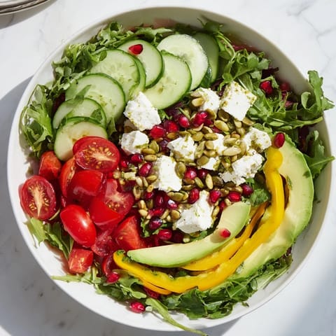 Stunning Golden Ratio Salad, the artful blend of greens and colorful fruits ready to enjoy.