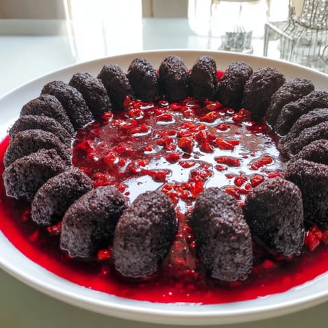 A close-up view of The Volcanic Flow, a spicy appetizer, offering a taste of delicious, flavorful lava!