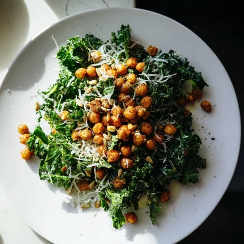 Warm Kale with Crispy Chickpeas