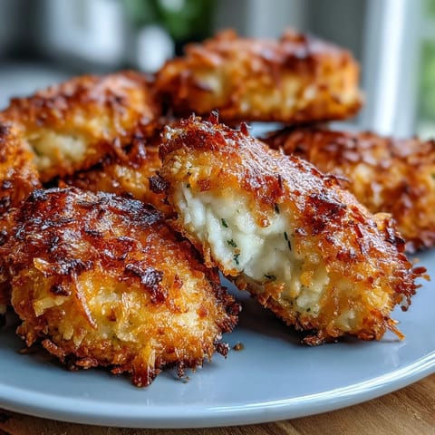 Golden brown Asiago Panko Chicken Bites with a crispy panko crust, fresh from the oven.