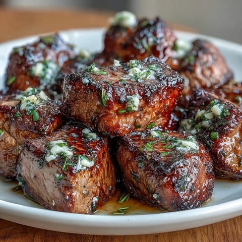 1. Keto Garlic Butter Steak Bites with Avocado Fries and Zucchini Ribbons served on a white plate with golden-brown avocado fries and fresh green zucchini ribbons.  