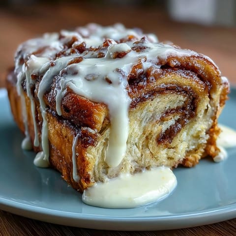 Fluffy homemade cinnamon rolls swirled with banana bread flavor, topped with sweet icing for a comforting treat.  