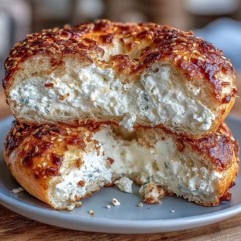 Soft and chewy cottage cheese protein bagels with sesame seeds, ideal for meal prep or on-the-go nutrition.  