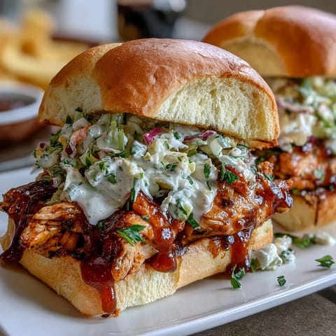 1. Juicy BBQ chicken sliders piled high with tangy coleslaw on soft slider buns, perfect for 4th of July celebrations.