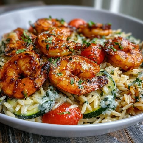 One-Pan Lemon Butter Shrimp and Orzo with juicy shrimp and bright lemon flavors in a comforting, easy dinner.