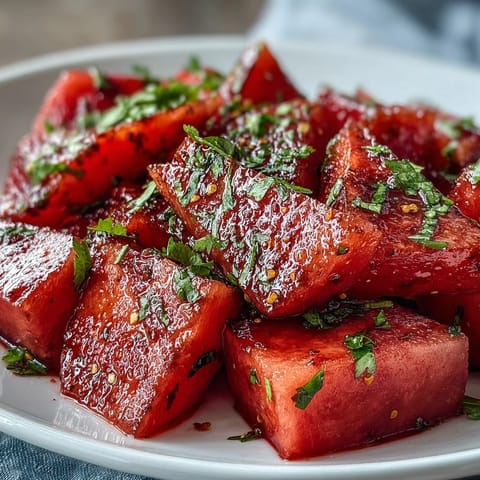 2. Juicy watermelon wedges topped with chili-lime Tajin and bright lime wedges, perfect for hot days and beach picnics.
