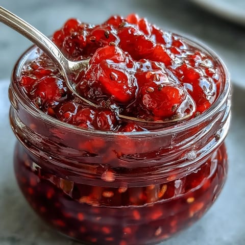 Vibrant raspberry lemon chia jam in a glass jar, showcasing fresh berries, lemon zest, and chia seeds for a tangy, naturally sweet spread.