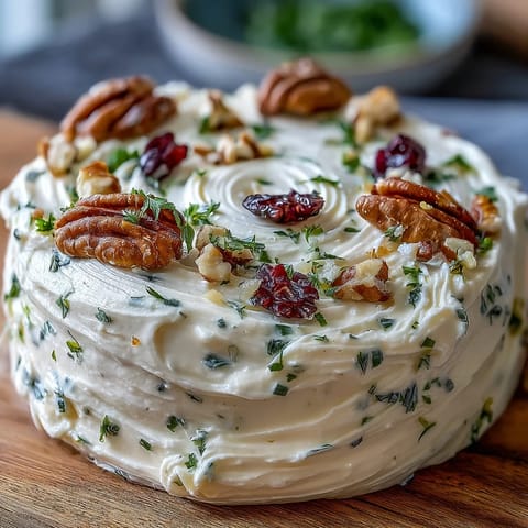 1. Creamy whipped butter artfully spread on a wooden board, topped with herbs, pomegranate seeds, and toasted nuts.  