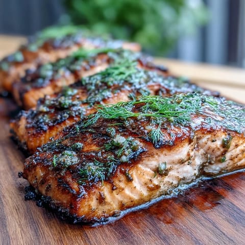 Juicy cedar plank salmon with a delectable maple Dijon glaze awaits grilling.