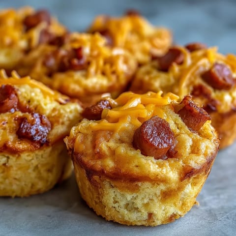 Bite-sized Mini Corn Dog Muffins, a fluffy corn batter delight great for parties.