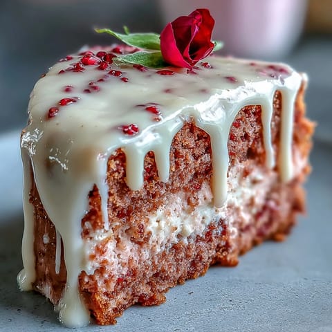A dreamy, rose-hued cake ready for a special celebration.