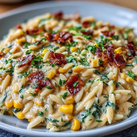 Golden-toasted orzo and bright corn swim in this rich, creamy corn orzo, perfect side or main.