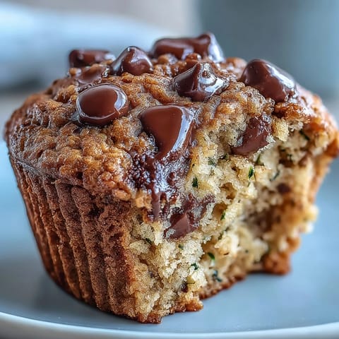 Fluffy Zucchini Chocolate Chip Breakfast Muffins ready for a healthy, sweet morning bite.
