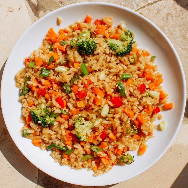 Sizzling close-up of crispy vegetable fried rice bowls, a vegetarian stir-fry, ready to eat with fresh cilantro.