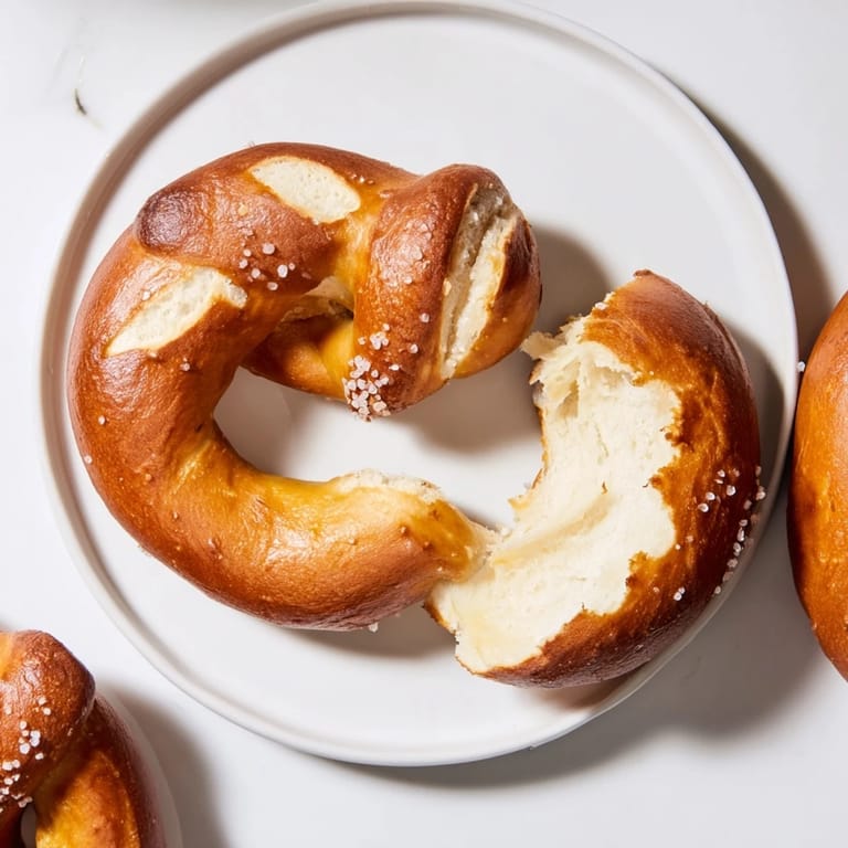 Warm, inviting image of soft pretzels – ready to eat, with a chewy interior.