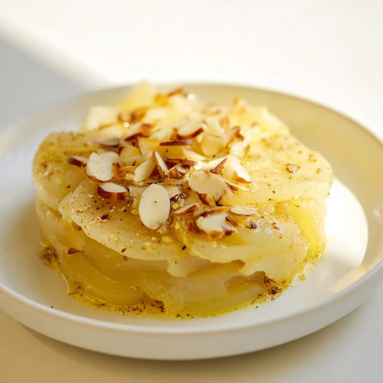 Warm, spiced Rustic Crustless Apple Pie, featuring tender apple slices under a golden baked custard.