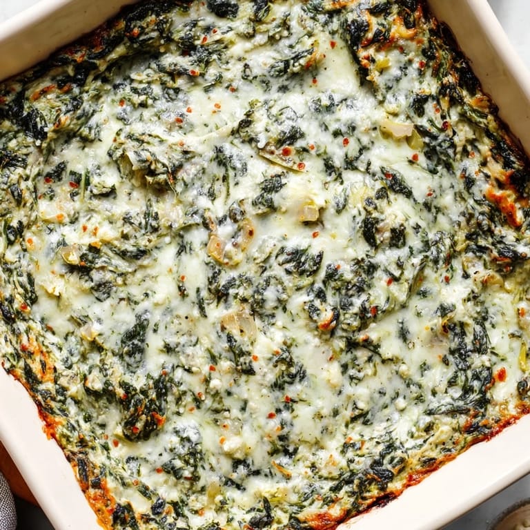 Warm Spinach and Artichoke Dip, with melted cheese and spinach, served with crusty bread and crackers.