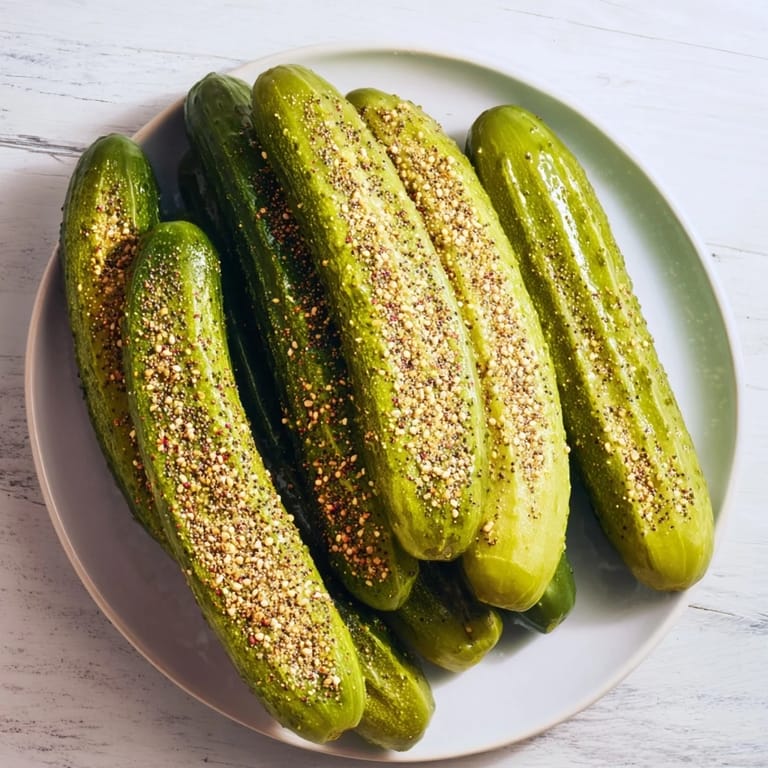 Cool, crispy Cucumber Shaker with visible everything bagel seasoning—a refreshing veggie side or snack.