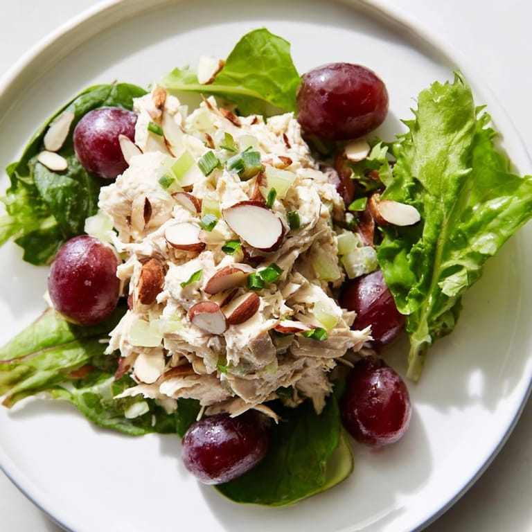 This vibrant photo shows a hearty serving of Crispy Chicken Salad, ready for a satisfying, gluten-free lunch.