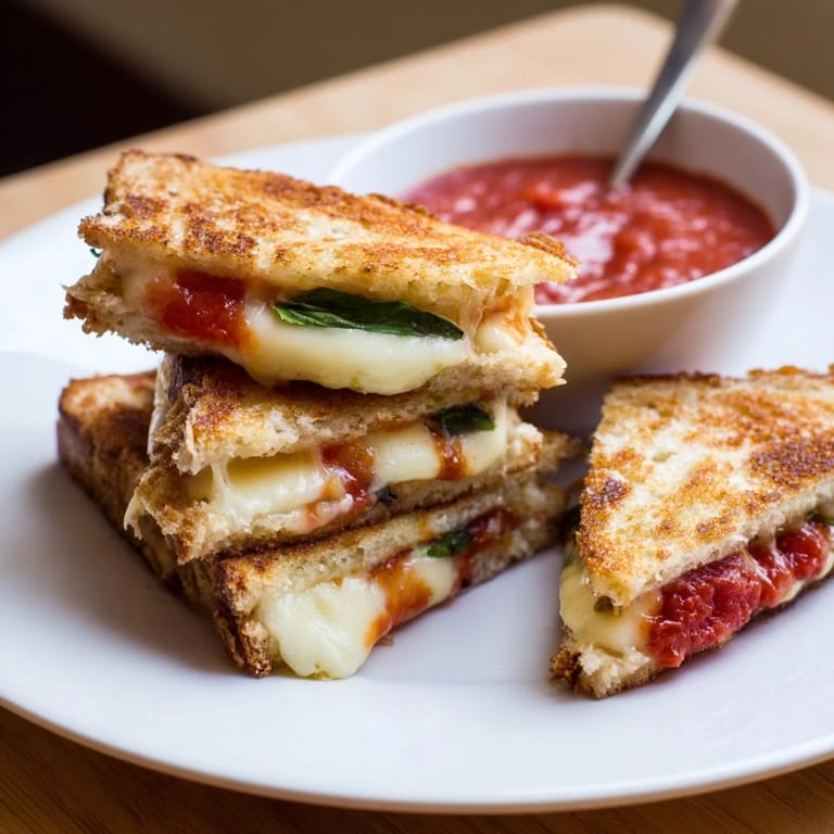 Served with a bowl of tangy marinara sauce, these golden Caprese Grilled Cheese Dippers make an easy, vegetarian appetizer for game day.