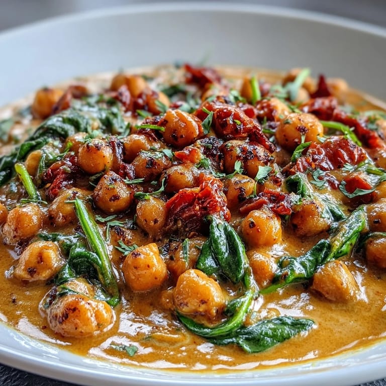 Healthy, plant-based chickpea curry simmering in rich coconut milk, a comforting vegan meal.