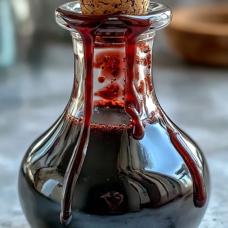 Vibrant blackcurrants and a split vanilla bean highlight the ingredients for crafting authentic, sweet Crème de Cassis liqueur.