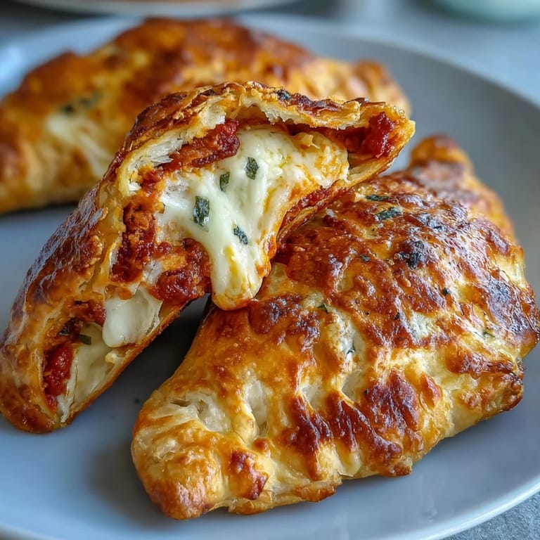 Freshly baked High Protein Pizza Hot Pockets are arranged on a rustic tray, ready for a healthy lunch or quick meal prep.