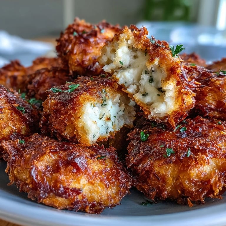 Tender chunks of Asiago Panko Chicken Bites served on a platter with a side of creamy ranch dip.
