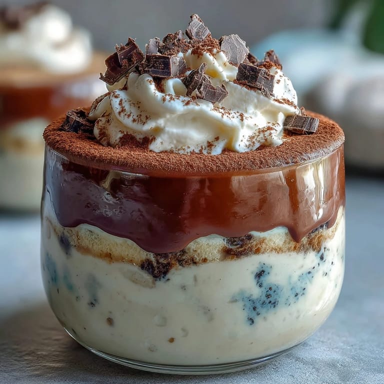 2. Individual dessert cups layered with vanilla bean mascarpone, coffee-dipped ladyfingers, and rich cocoa for a coffeehouse-inspired treat.  