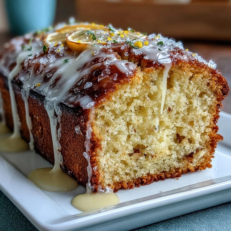 Elegant lemon pound cake infused with Limoncello liqueur, served with a tangy citrus glaze and zest.