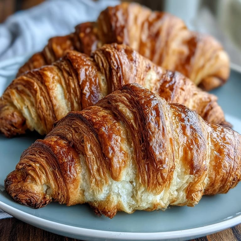 A batch of homemade sourdough croissants, featuring tangy flavor and delicate pastry layers, perfect for breakfast.  