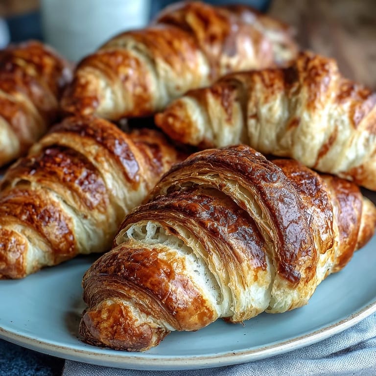 Artisan sourdough croissants with rich buttery texture and golden exterior, ideal for a cozy morning treat.
