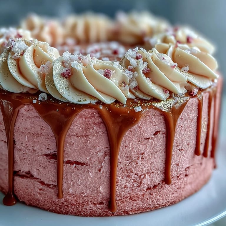 Festive Bridal Shower Rosé Velvet Cake, ready for celebration with shimmering gold accents.
