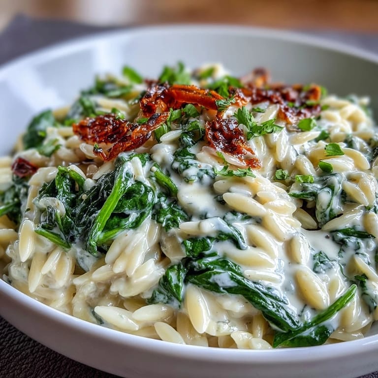 Flavorful Boursin Orzo with tender spinach, perfect for a satisfying vegetarian main.