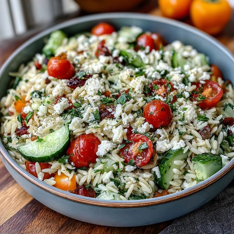 Flavorful Mediterranean Lemon Orzo, a vibrant dish perfect for lunch or dinner.
