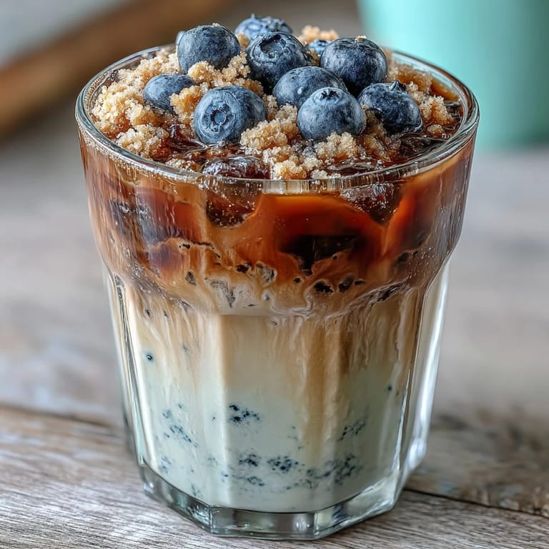 Enjoy this vibrant blueberry muffin cold foam iced coffee, ready in minutes.