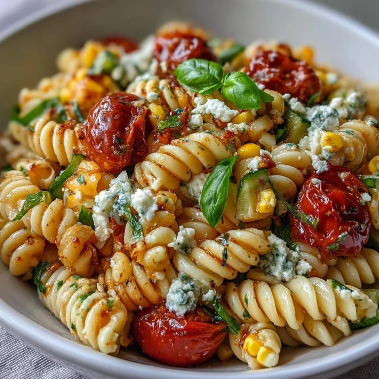 Easy refreshing side dish with corn, tomatoes, and herbs, perfect for picnics.