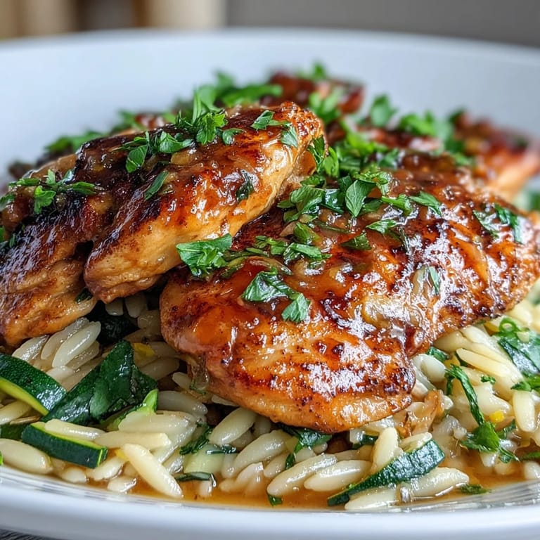 Easy one-pan lemon chicken and zucchini orzo, perfect for weeknights.